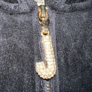 Y2K Juicy Couture Velour Bling J Black Jacket Size Medium
